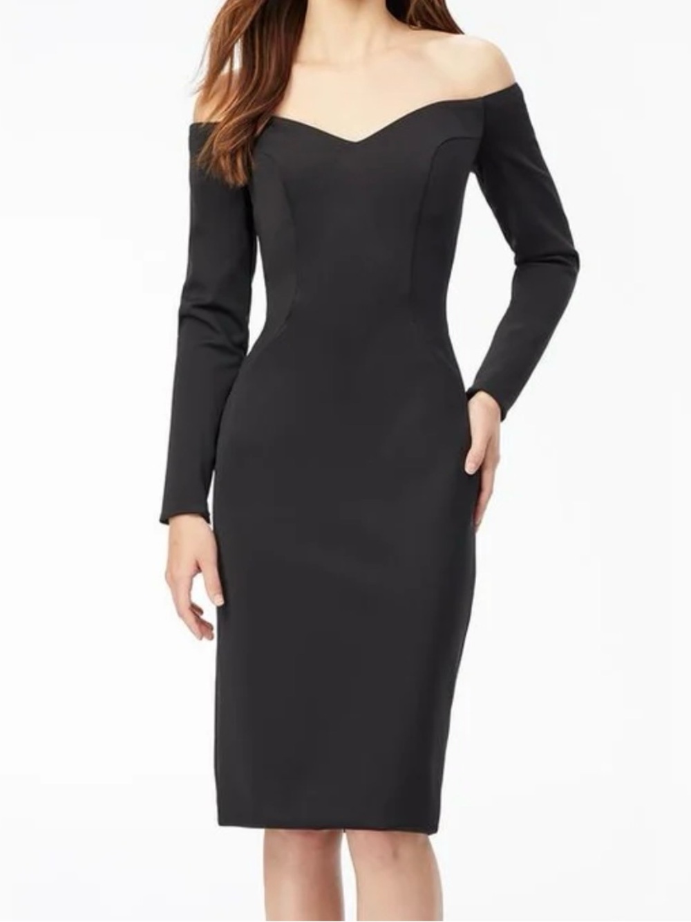 Unique Vintage Off-Shoulder Black Sheath Dress
